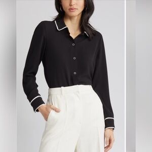 Halogen Contrast Piping Blouse
